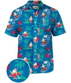 Tipsy Elves Men's Surf's Up Santa Hawaiian Shirt Best
