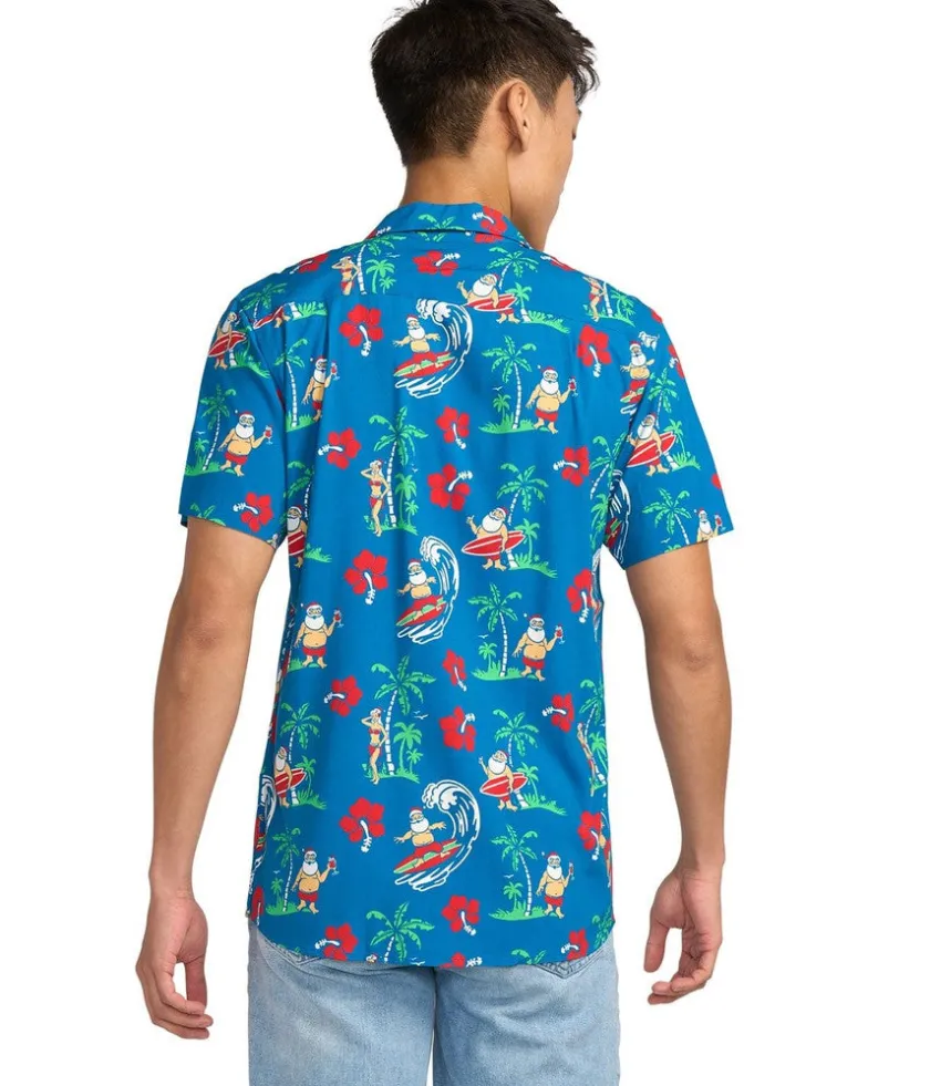 Tipsy Elves Men's Surf's Up Santa Hawaiian Shirt Best
