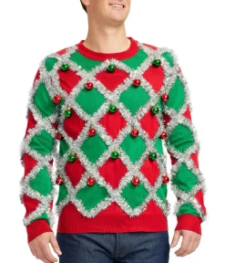 Tipsy Elves Men's Tacky Tinsel Ugly Christmas Sweater