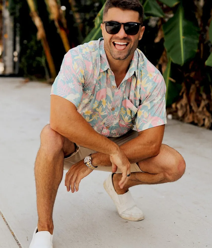 Tipsy Elves Men's Talk Birdie to Me Hawaiian Shirt New