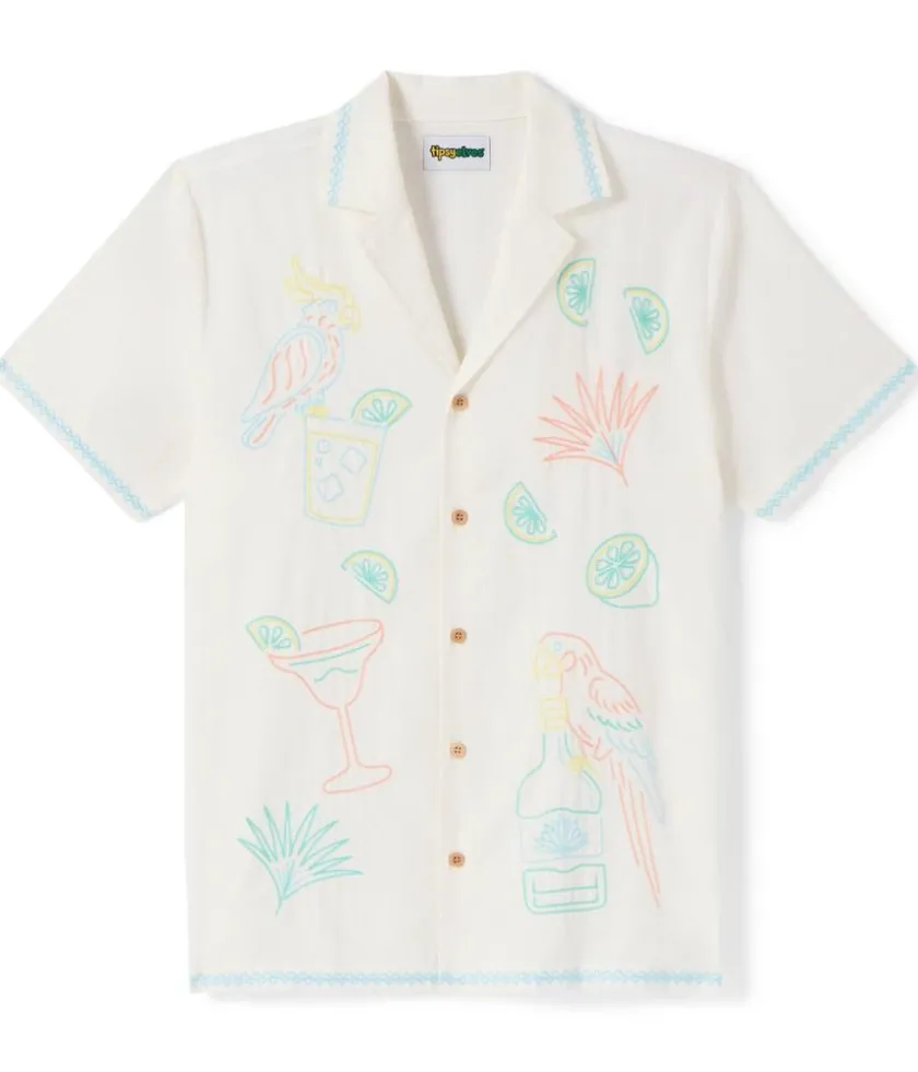 Tipsy Elves Men's Tequilin' Time Linen Cabana Shirt Hot