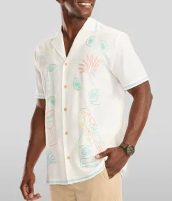 Tipsy Elves Men's Tequilin' Time Linen Cabana Shirt Hot
