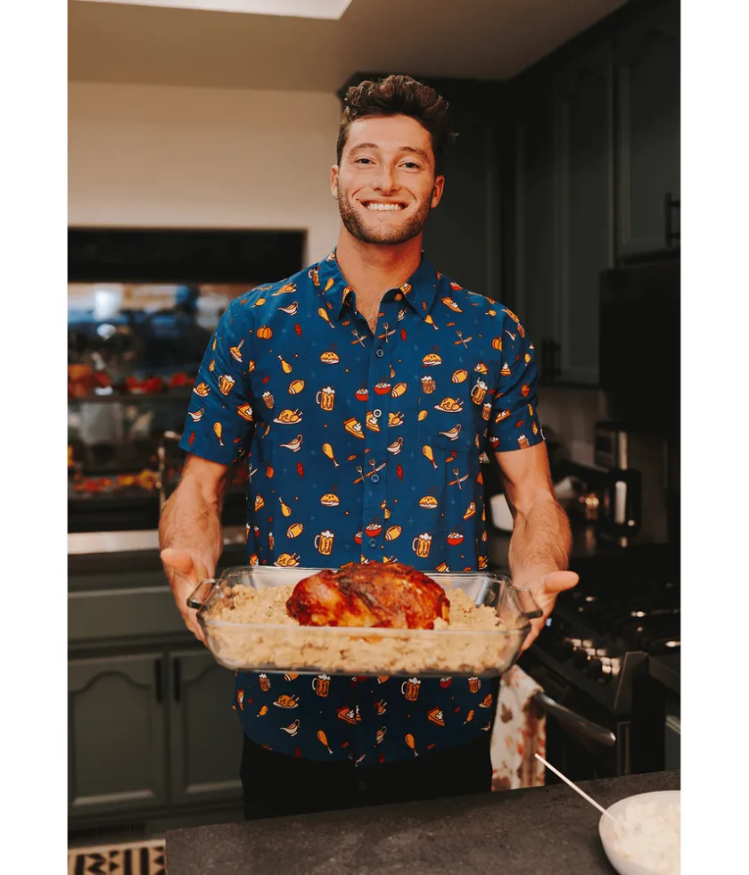 Tipsy Elves Men's Thanksgiving Button Down Shirt Best