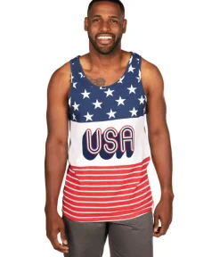 Tipsy Elves Men's USA Stripes Tank Top Clearance