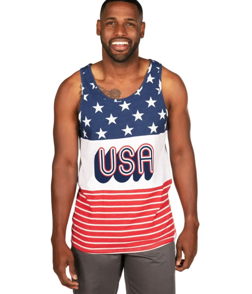 Tipsy Elves Men's USA Stripes Tank Top Clearance