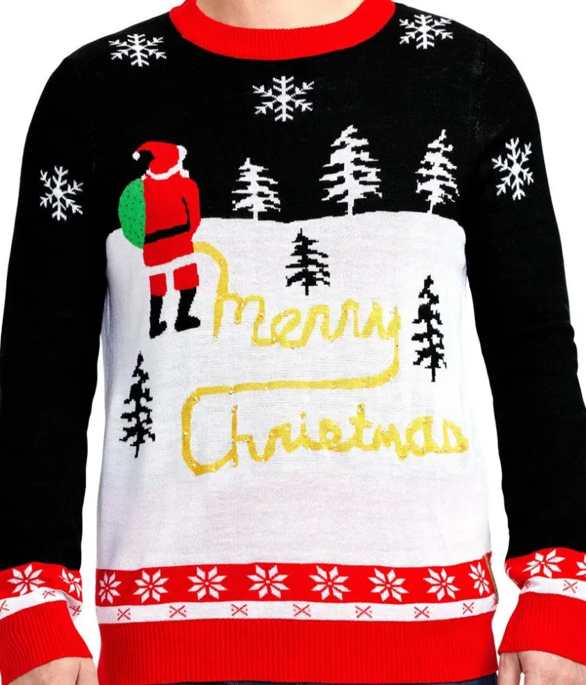 Tipsy Elves Men's Yellow Snow Light Up Ugly Christmas Sweater