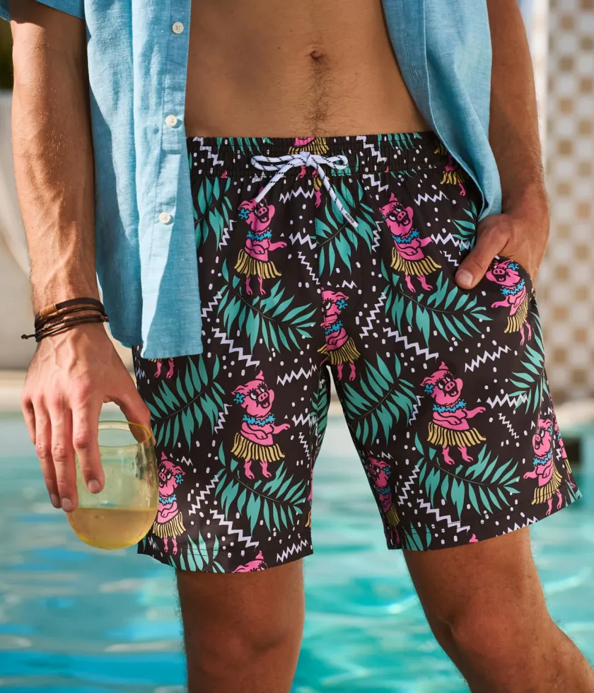 Tipsy Elves Piggle Wiggle Stretch Swim Trunks - 7.5" Inseam New