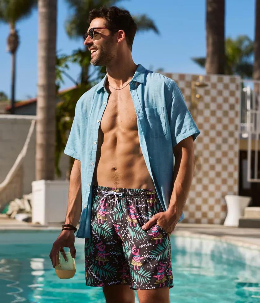 Tipsy Elves Piggle Wiggle Stretch Swim Trunks - 7.5" Inseam New