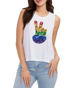 Tipsy Elves Pride Peace Sequin Cropped Tank Top