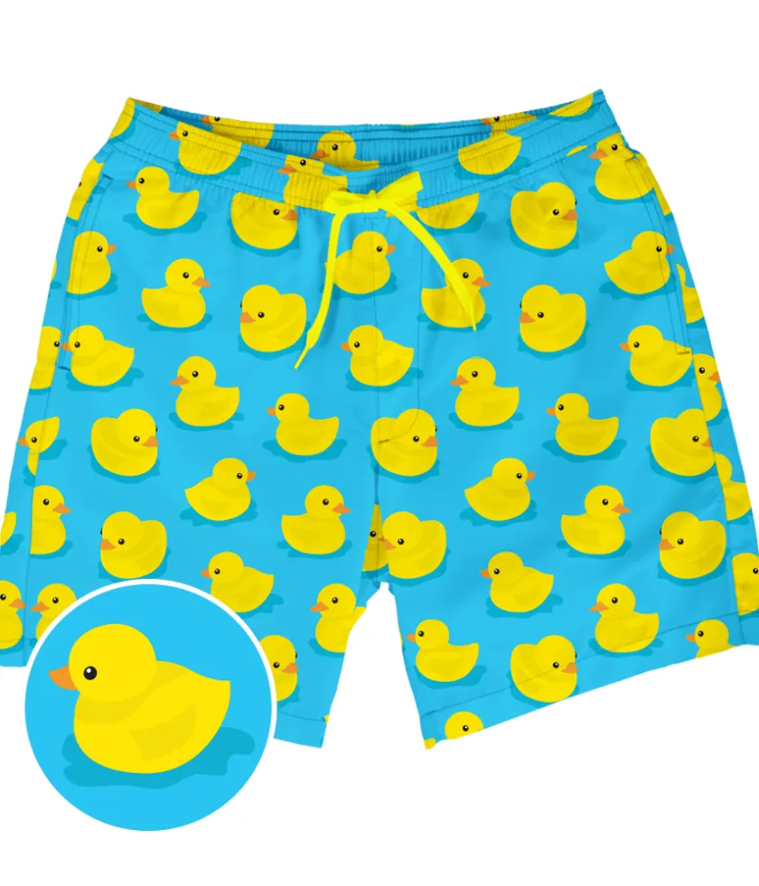 Tipsy Elves Rubber Ducky Stretch Swim Trunks - 7.5" Inseam Best