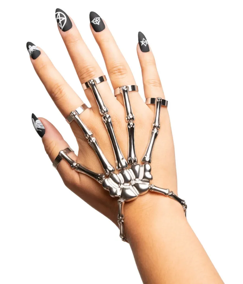 Tipsy Elves Silver Skeleton Finger Bracelet