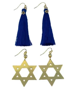 Tipsy Elves Star of David Hanukkah + Blue Hanukkah Earrings Combo Sale