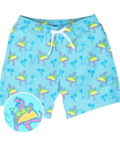 Tipsy Elves Tacosaurus Stretch Swim Trunks - 7.5" Inseam New