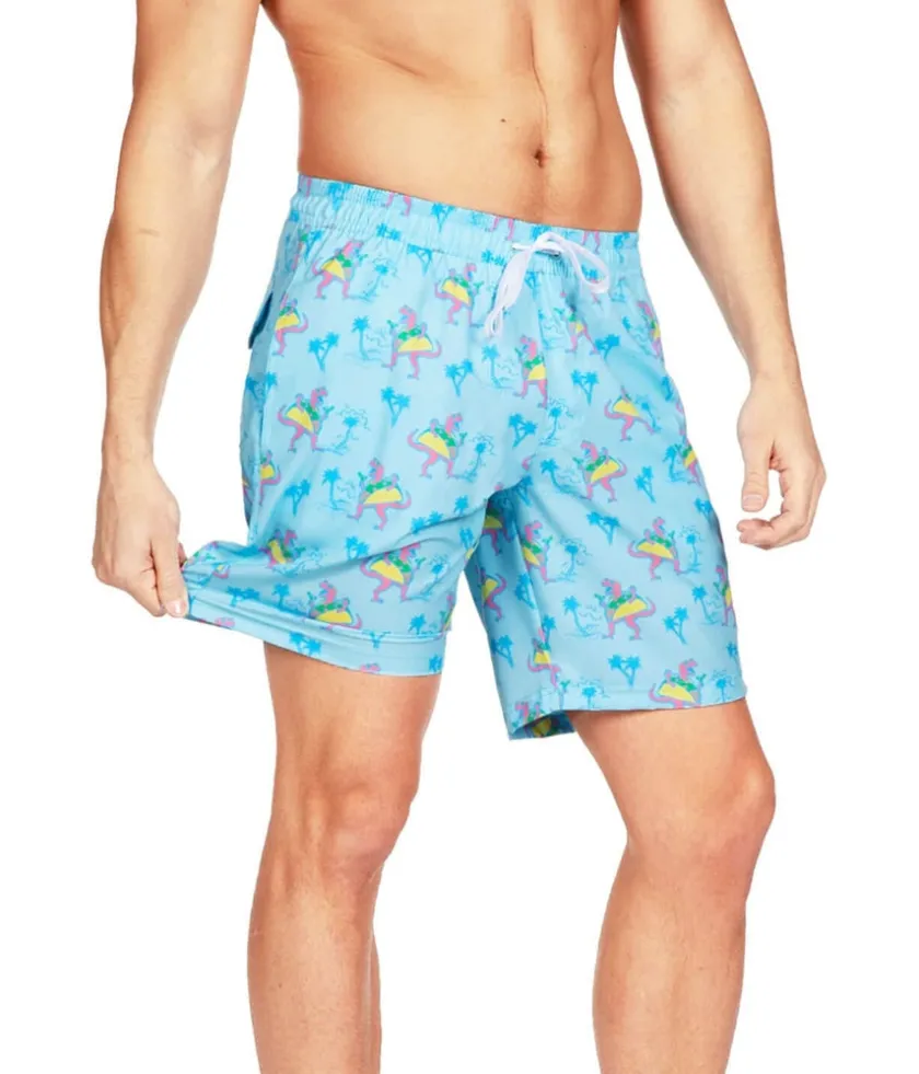 Tipsy Elves Tacosaurus Stretch Swim Trunks - 7.5" Inseam New