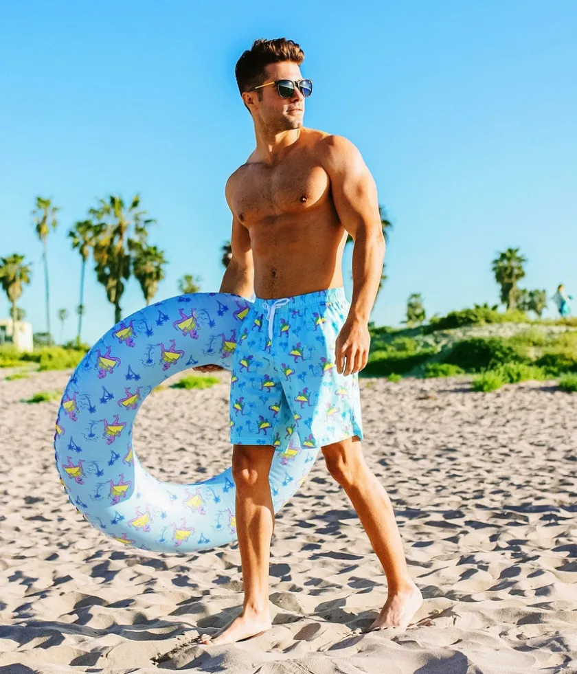 Tipsy Elves Tacosaurus Stretch Swim Trunks - 7.5" Inseam New