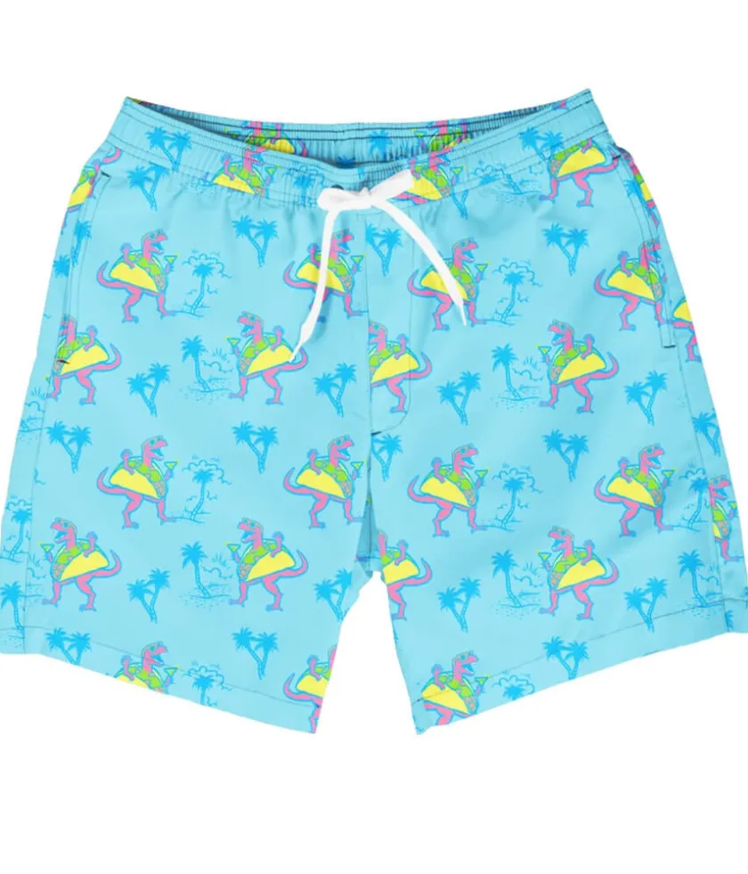 Tipsy Elves Tacosaurus Stretch Swim Trunks - 7.5" Inseam New