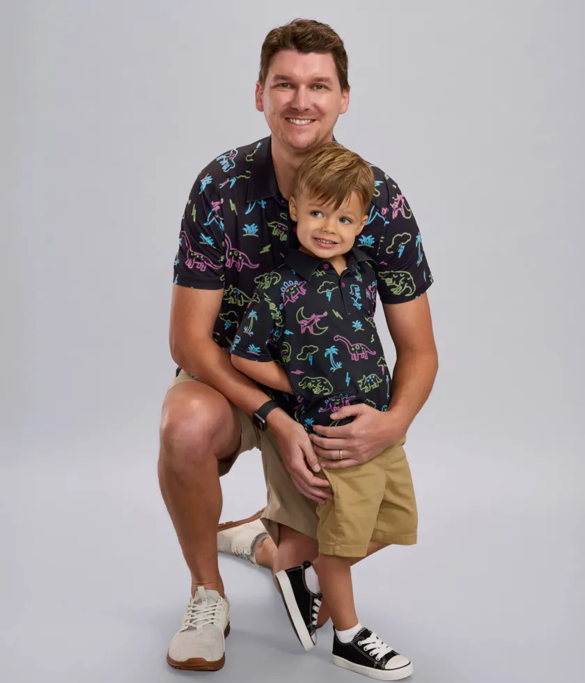 Tipsy Elves Toddler Boy's Neon Dinosaur Golf Polo Online