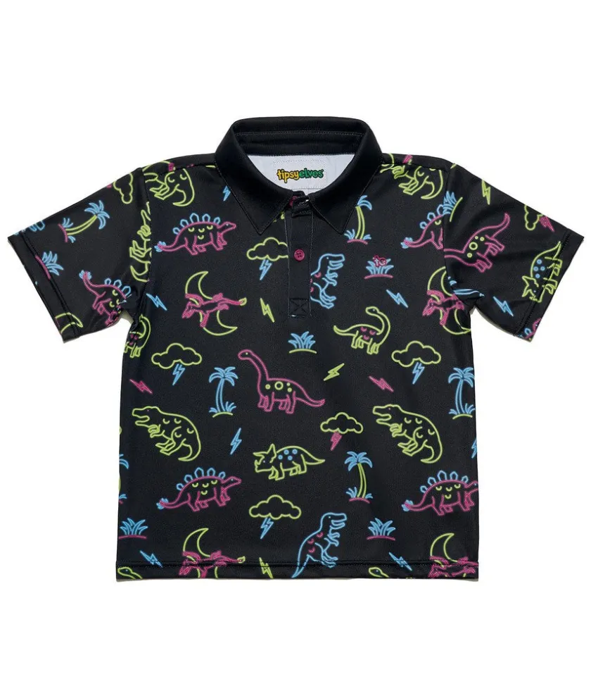 Tipsy Elves Toddler Boy's Neon Dinosaur Golf Polo Online
