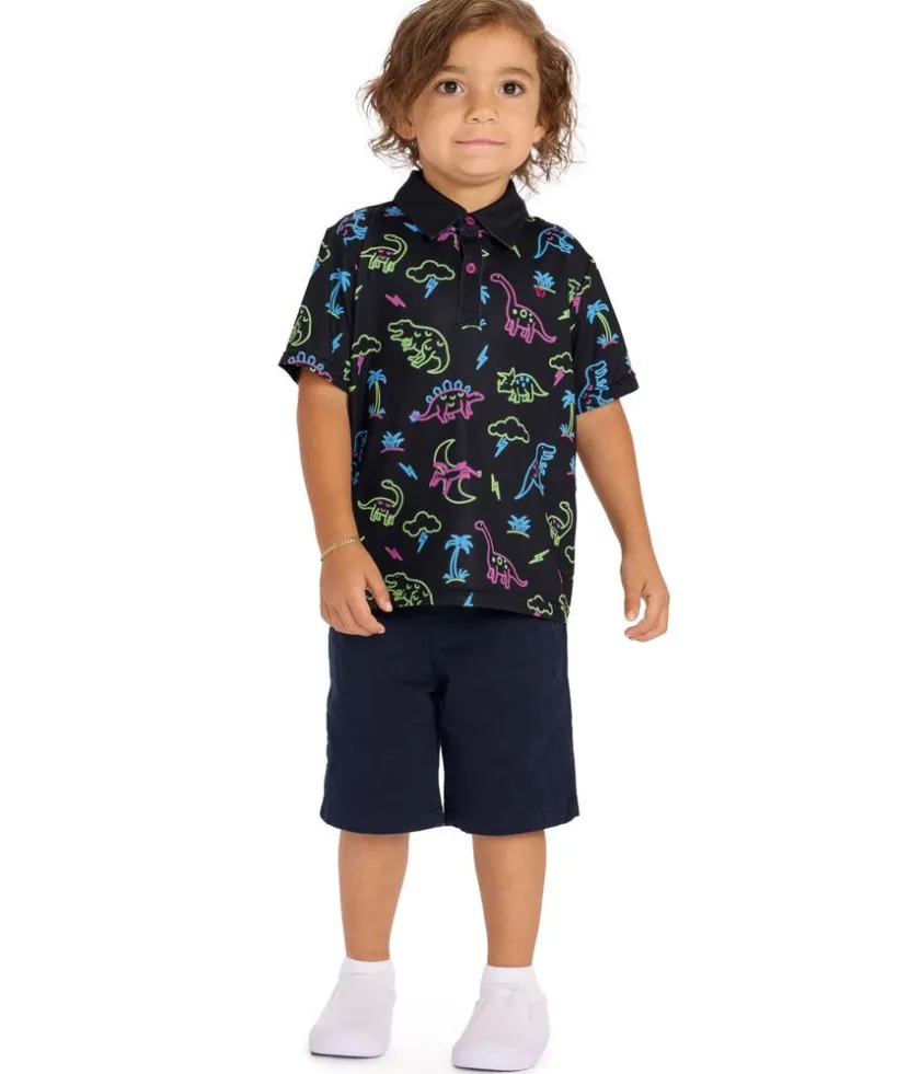 Tipsy Elves Toddler Boy's Neon Dinosaur Golf Polo Online