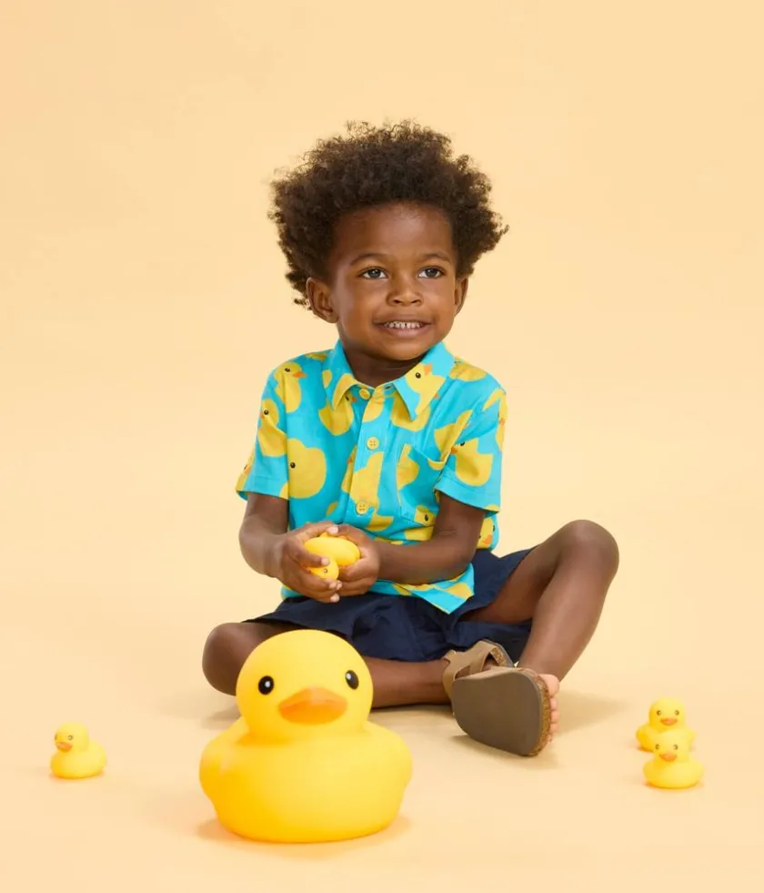 Tipsy Elves Toddler Boy's Rubber Ducky Hawaiian Shirt Outlet