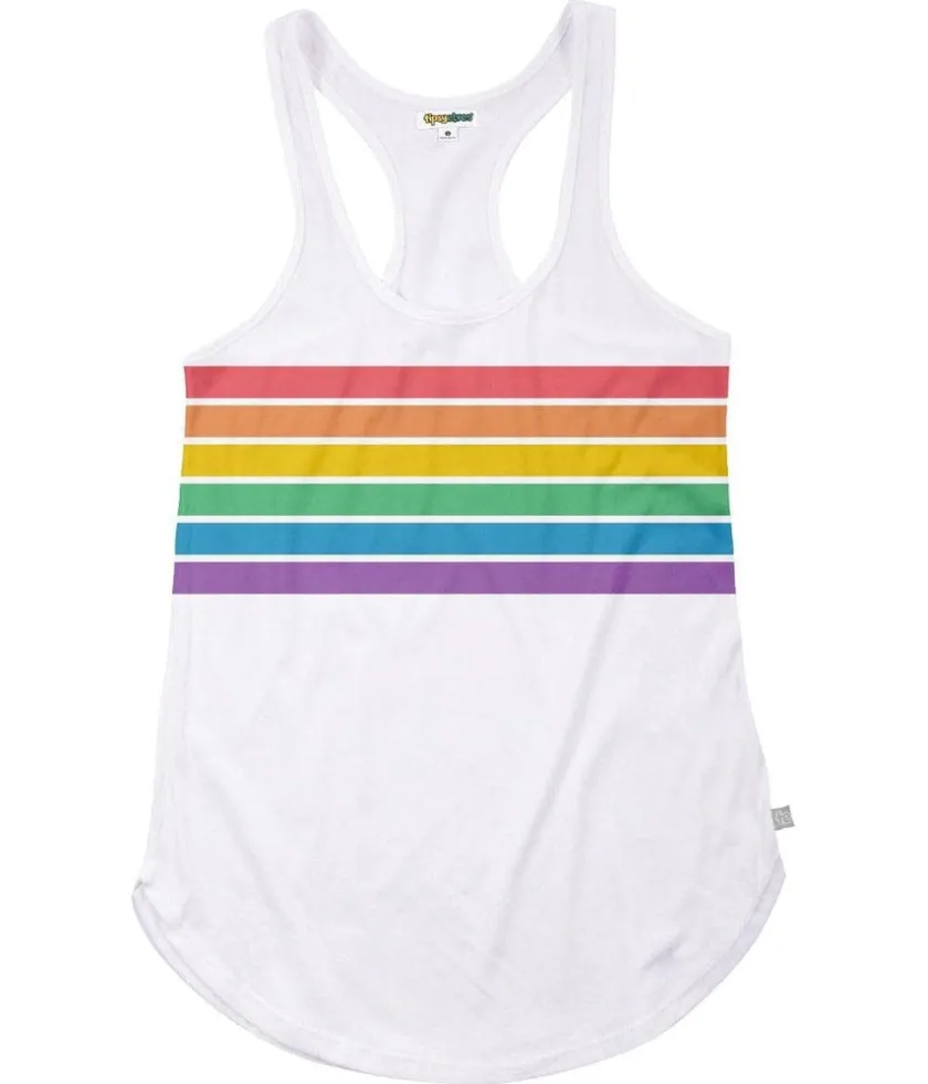 Tipsy Elves White Rainbow All the Way Racerback Tank Top New