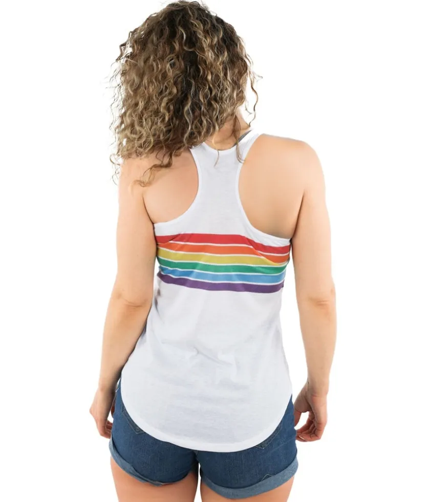 Tipsy Elves White Rainbow All the Way Racerback Tank Top New