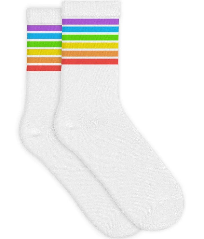 Tipsy Elves White Rainbow Socks (Fits Sizes 8-11M)