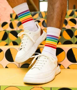 Tipsy Elves White Rainbow Socks (Fits Sizes 8-11M)