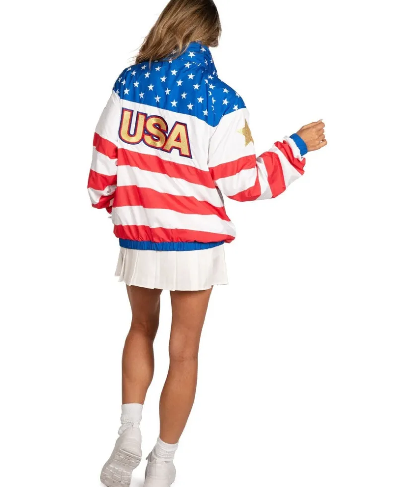Tipsy Elves Women's American Flag Windbreaker Jacket Sale