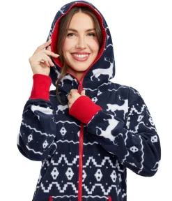 Tipsy Elves Women's Blue Reindeer Jumpsuit Sale