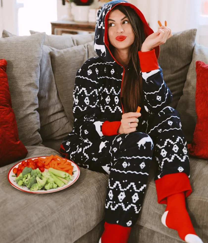 Tipsy Elves Women's Blue Reindeer Jumpsuit Sale