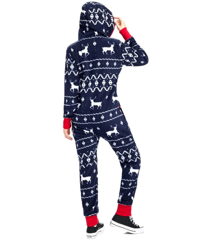 Tipsy Elves Women's Blue Reindeer Jumpsuit Sale