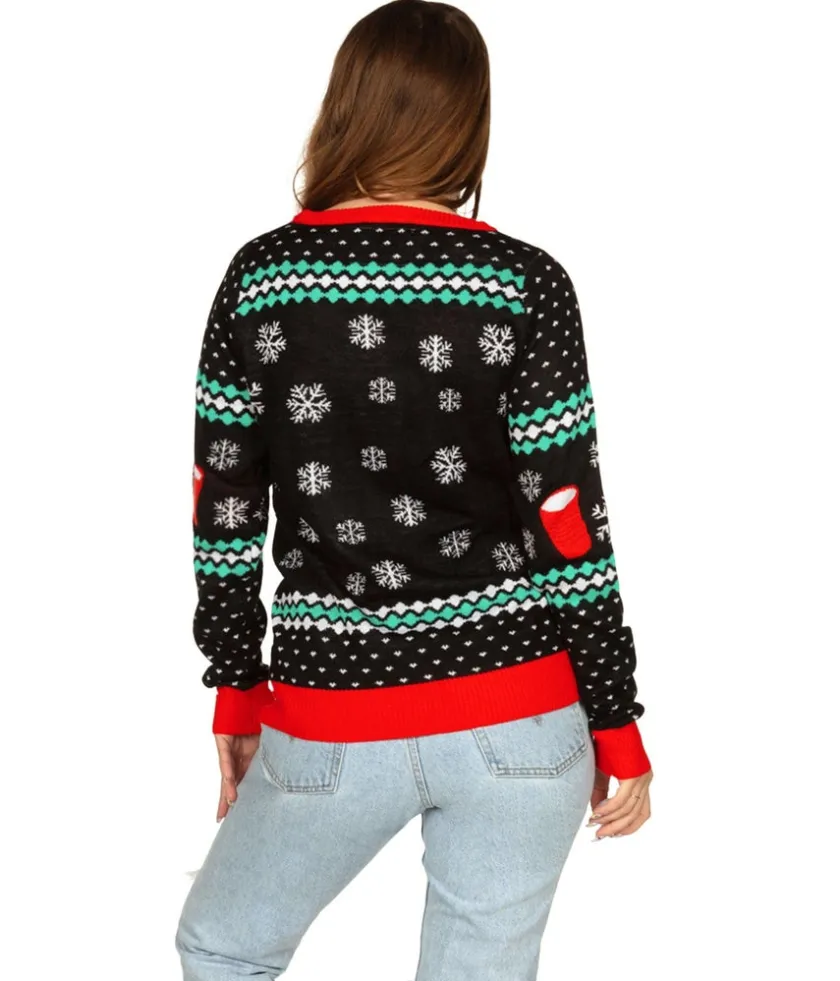 Tipsy Elves Women's Cheer Pong Game Ugly Christmas Sweater Sale