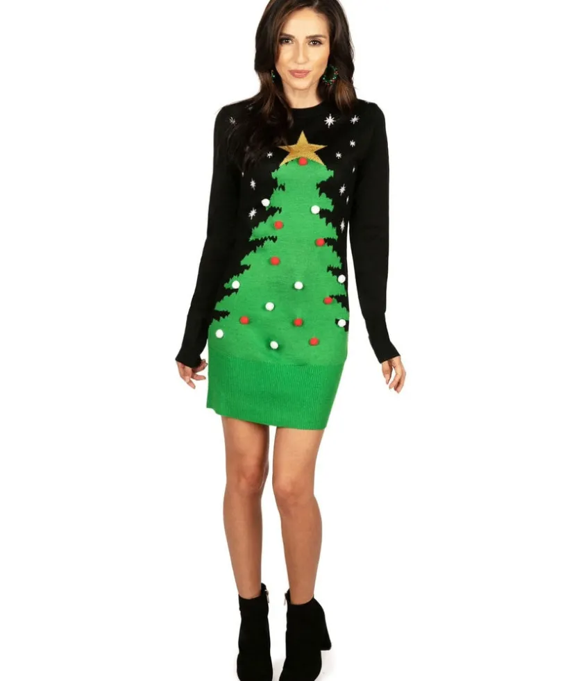 Tipsy Elves Women's Christmas Tree Sweater Dress Hot