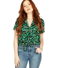 Tipsy Elves Women's Clover Floral Button Down Shirt Outlet
