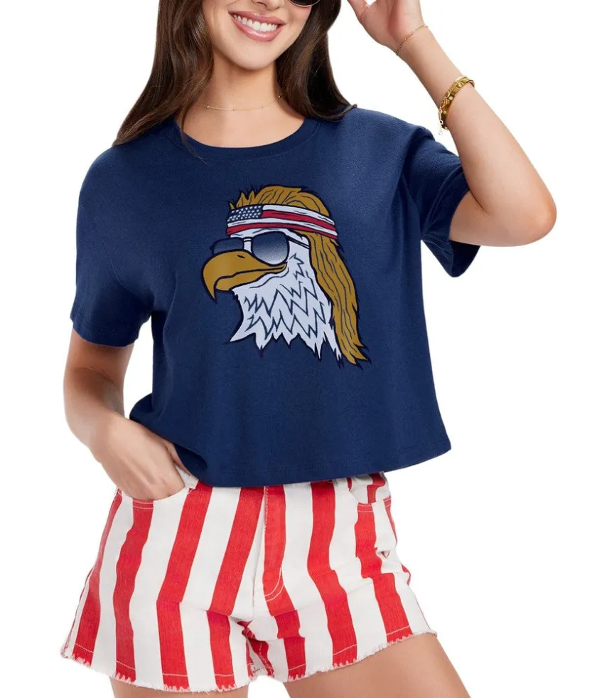 Tipsy Elves Women's Epic Eagle Cropped Tee Online