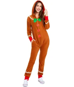 Tipsy Elves Women's Gingerbread Man Jumpsuit Clearance