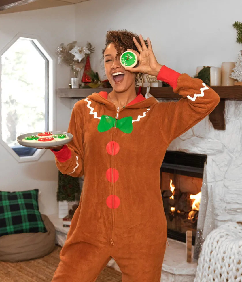 Tipsy Elves Women's Gingerbread Man Jumpsuit Clearance