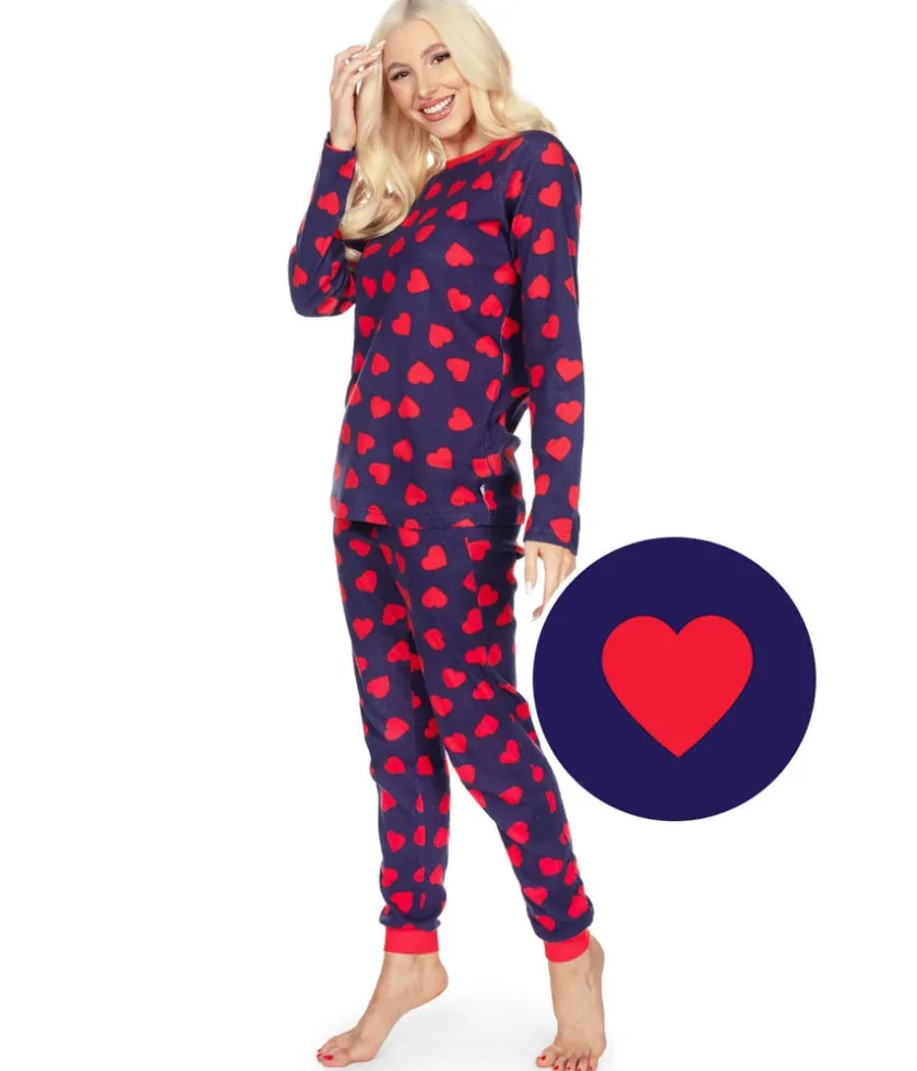 Tipsy Elves Women's Hearts on Fire Pajama Set New