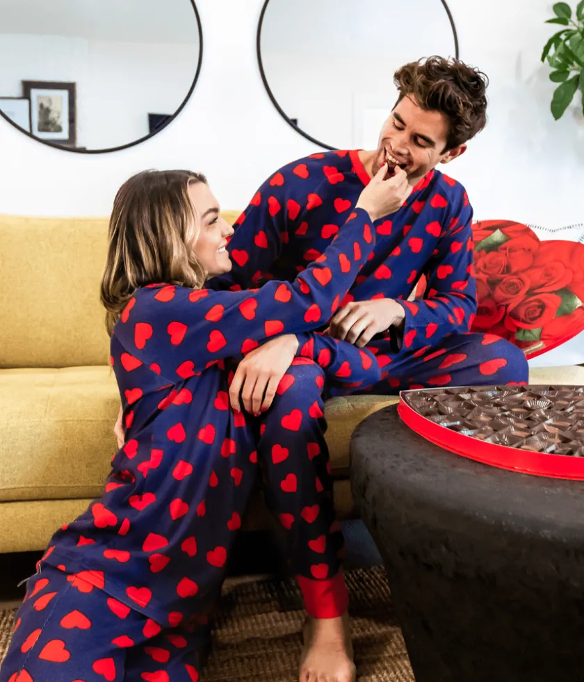 Tipsy Elves Women's Hearts on Fire Pajama Set New