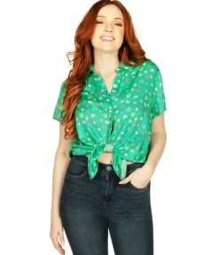 Tipsy Elves Women's Lucky Charmer Button Down Shirt Hot