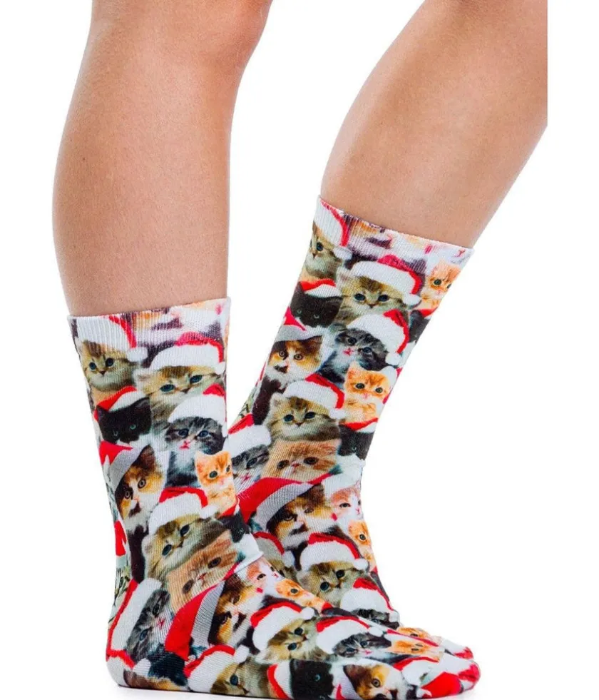 Tipsy Elves Women's Meowy Catmus Socks (Fits Sizes 6-11W) Hot