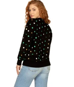 Tipsy Elves Women's Metallic Clover Crewneck Sweatshirt