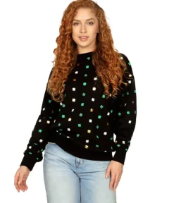 Tipsy Elves Women's Metallic Clover Crewneck Sweatshirt