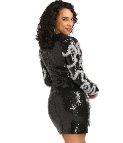 Tipsy Elves Women's Midnight String of Lights Sequin Dress Clearance