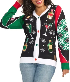 Tipsy Elves Women's Mix and Be Merry Christmas Cardigan Sweater Hot