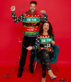 Tipsy Elves Women's Naughty or Nice Reversible Sequin Ugly Christmas Sweater Best