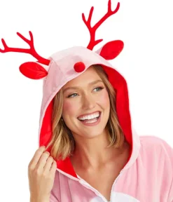 Tipsy Elves Women's Pink Rudolph Jumpsuit Sale