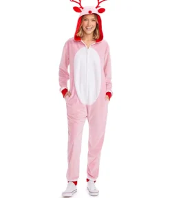Tipsy Elves Women's Pink Rudolph Jumpsuit Sale