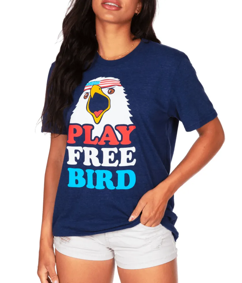 Tipsy Elves Women's Play Free Bird Oversized Boyfriend Tee Clearance